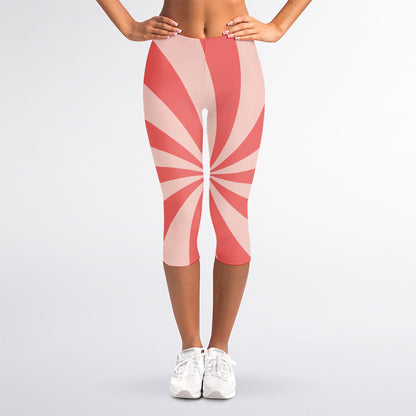 Pink Swirl Print Women's Capri Leggings
