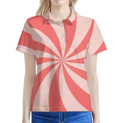 Pink Swirl Print Women's Polo Shirt