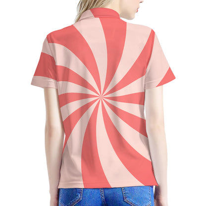 Pink Swirl Print Women's Polo Shirt