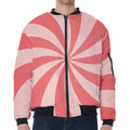Pink Swirl Print Zip Sleeve Bomber Jacket