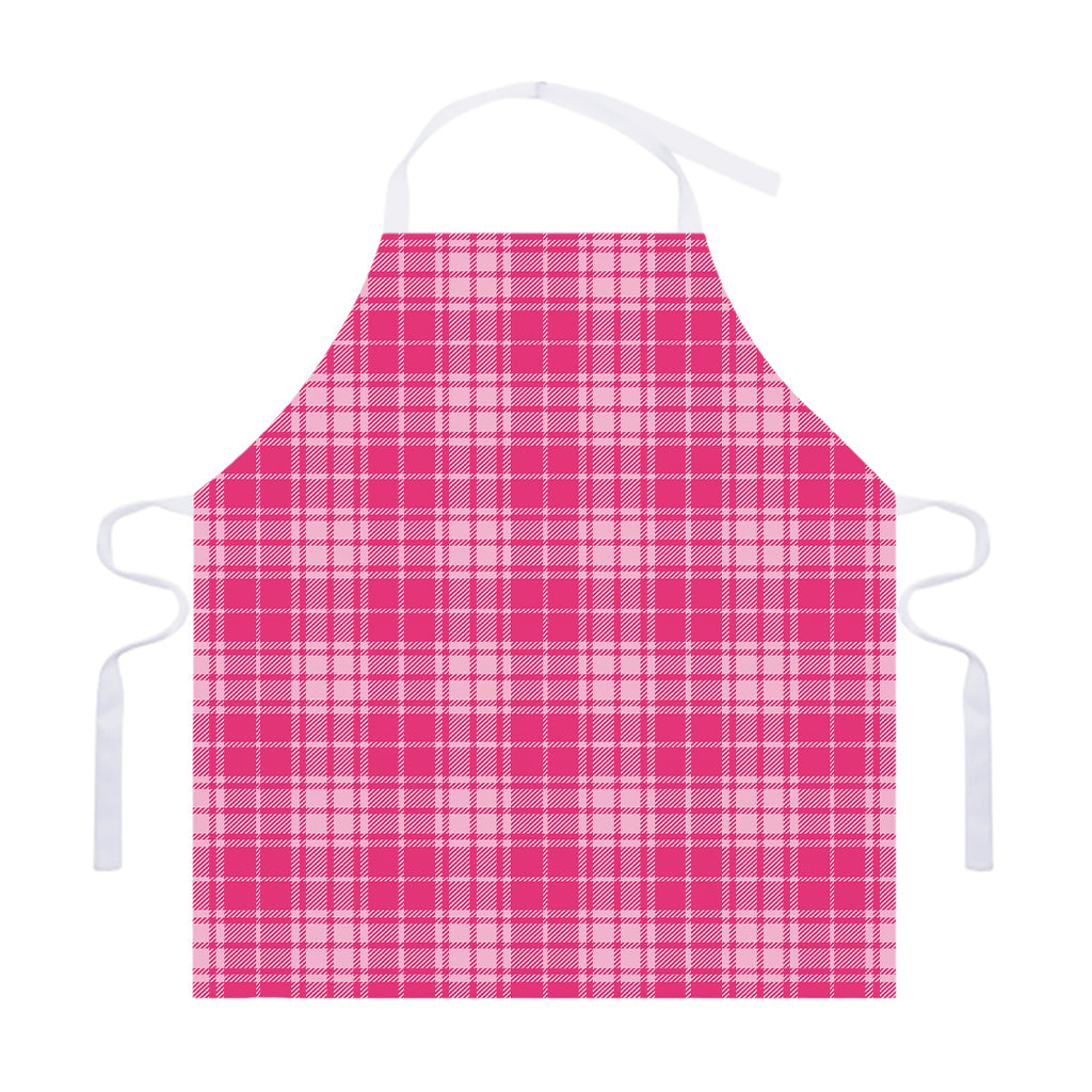 Pink Tartan Pattern Print Adjustable Apron
