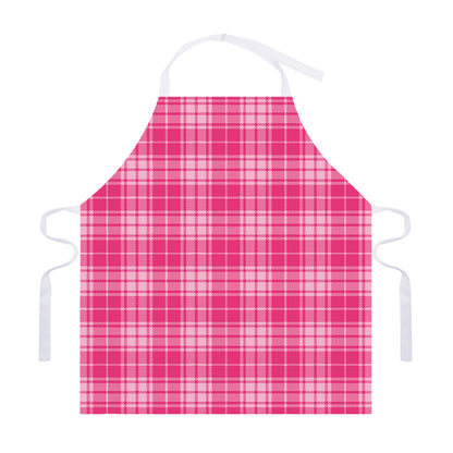 Pink Tartan Pattern Print Adjustable Apron