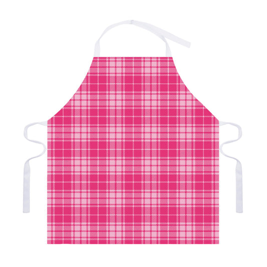 Pink Tartan Pattern Print Adjustable Apron