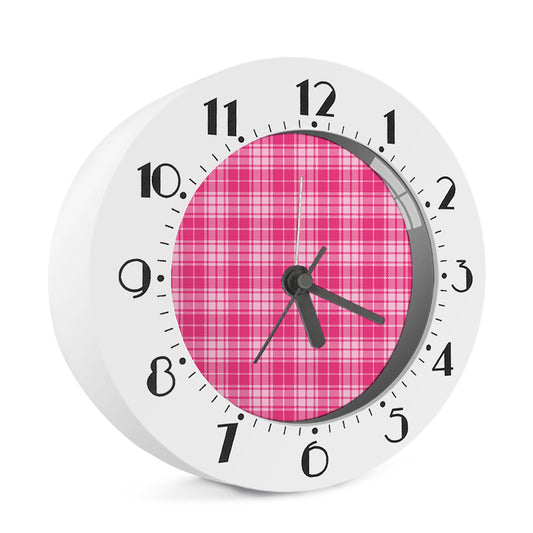 Pink Tartan Pattern Print Alarm Clock