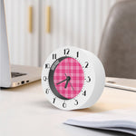 Pink Tartan Pattern Print Alarm Clock