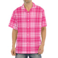 Pink Tartan Pattern Print Aloha Shirt