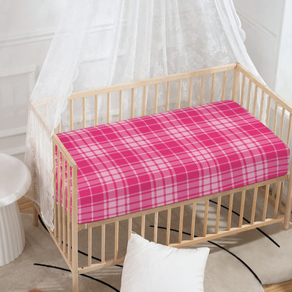 Pink Tartan Pattern Print Baby Crib Sheet
