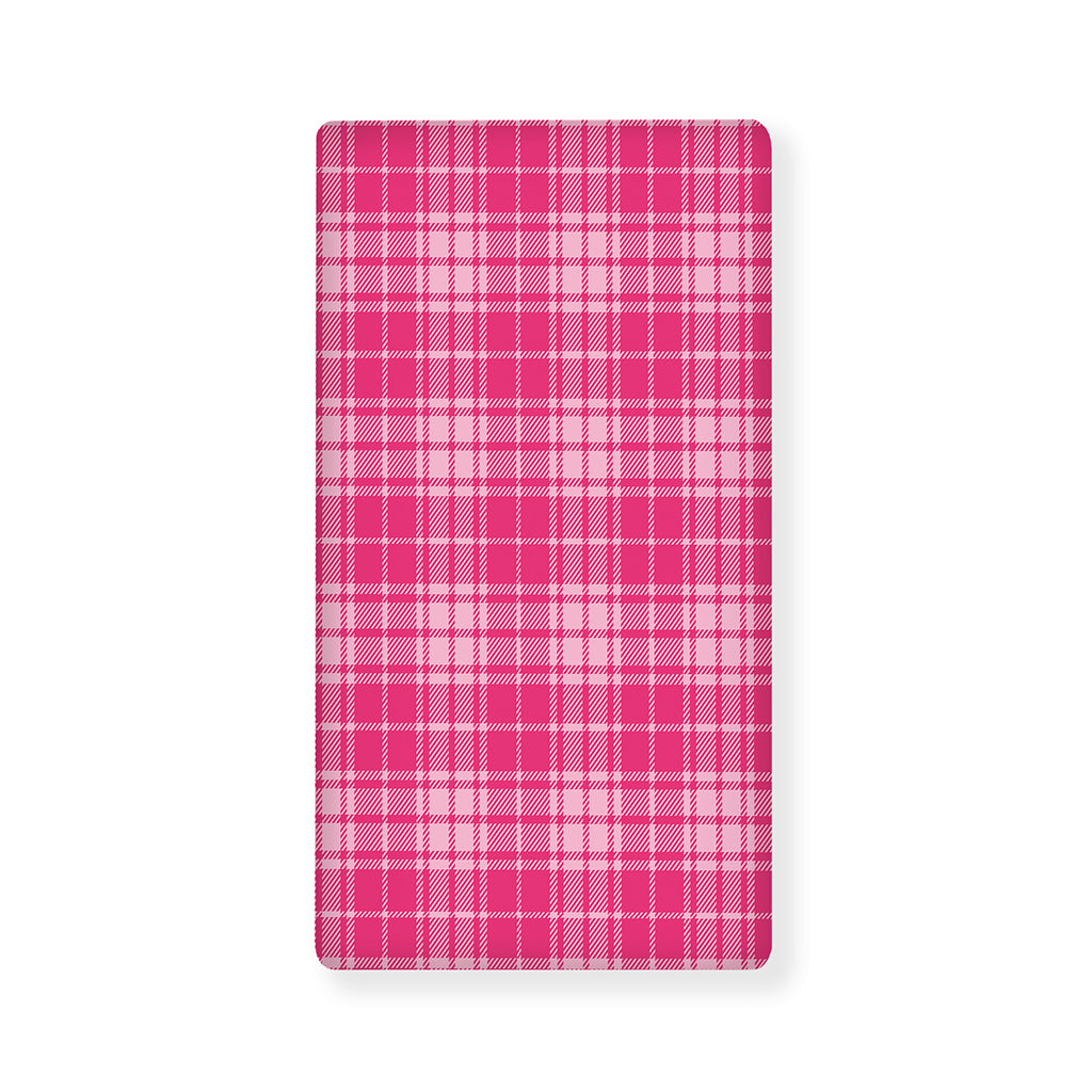 Pink Tartan Pattern Print Baby Crib Sheet