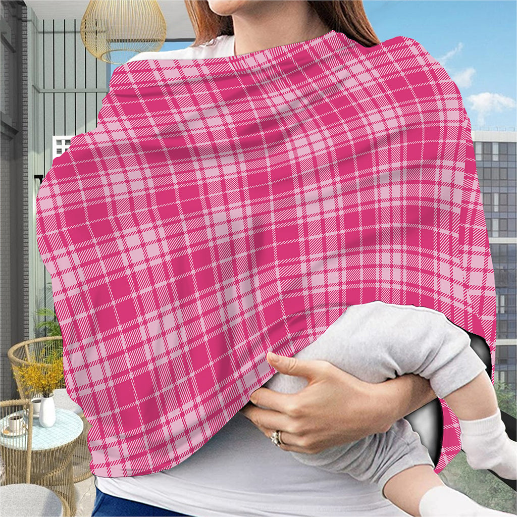 Pink Tartan Pattern Print Baby Seat Cover