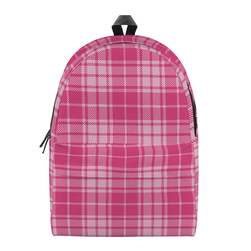 Pink Tartan Pattern Print Backpack
