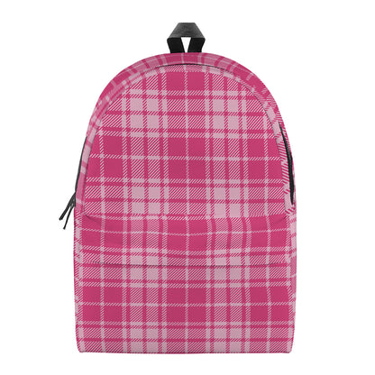 Pink Tartan Pattern Print Backpack
