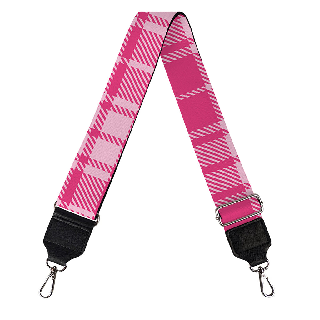Pink Tartan Pattern Print Bag Strap