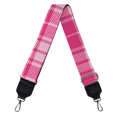 Pink Tartan Pattern Print Bag Strap