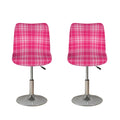 Pink Tartan Pattern Print Bar Stool Covers