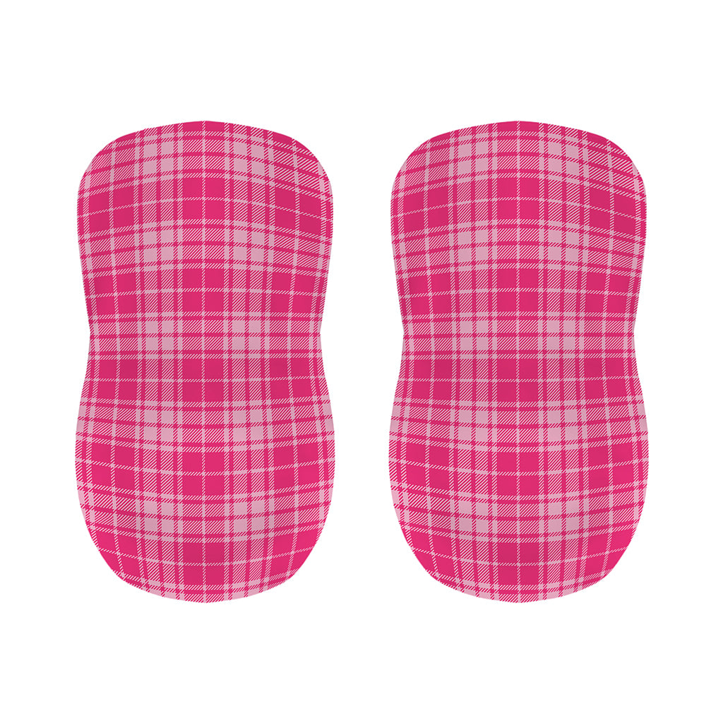 Pink Tartan Pattern Print Bar Stool Covers
