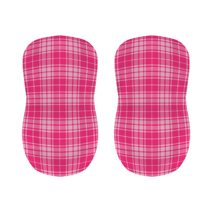 Pink Tartan Pattern Print Bar Stool Covers
