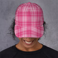 Pink Tartan Pattern Print Baseball Cap