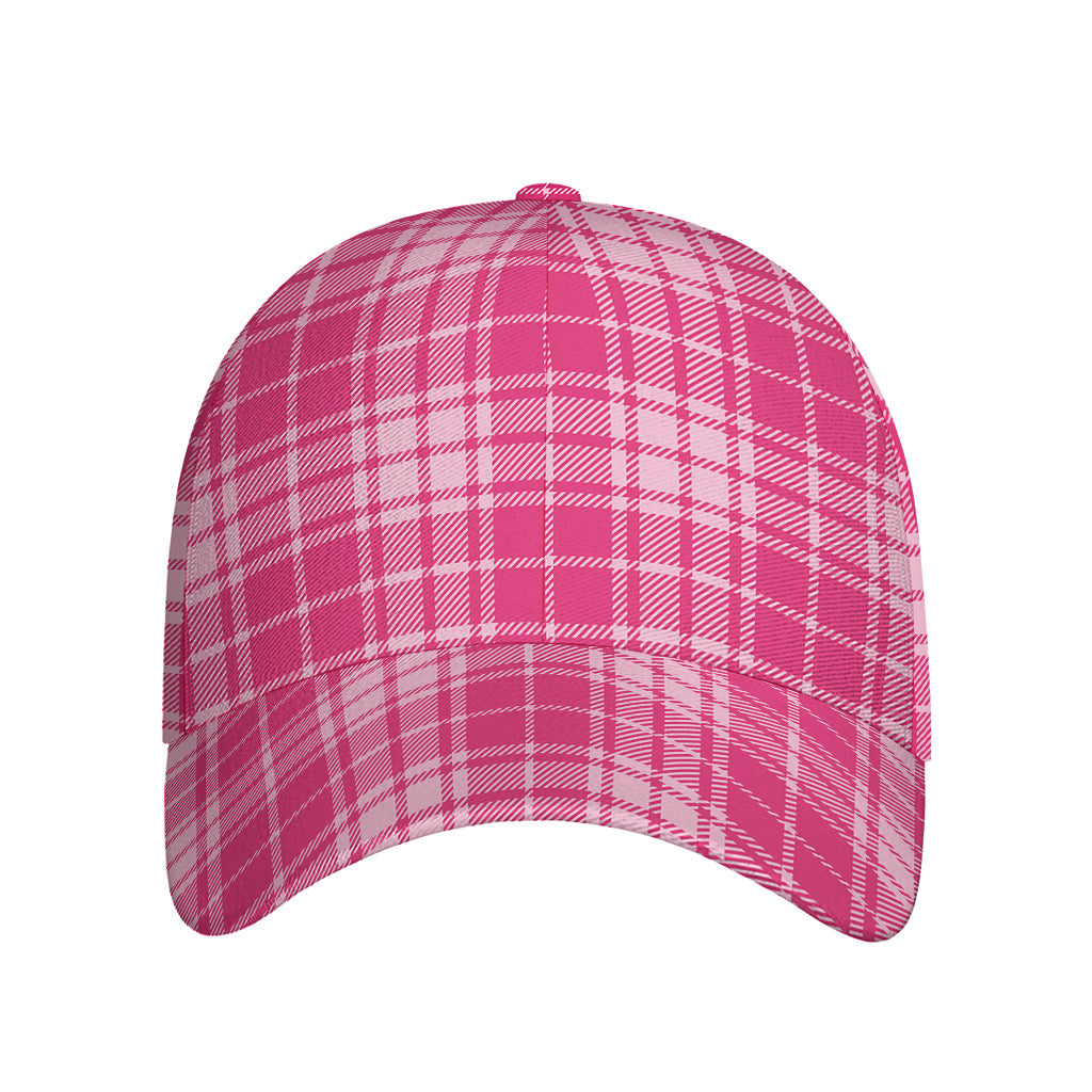 Pink Tartan Pattern Print Baseball Cap