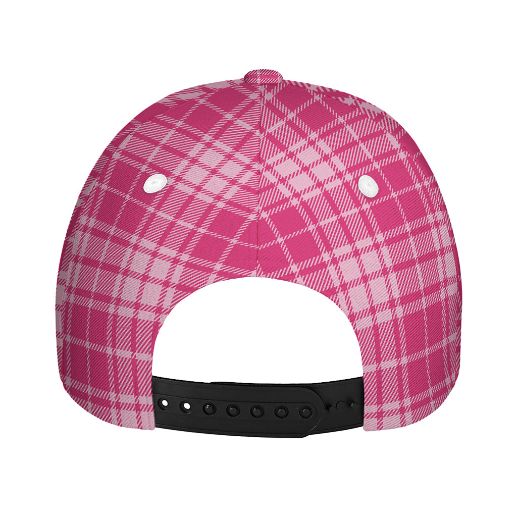 Pink Tartan Pattern Print Baseball Cap