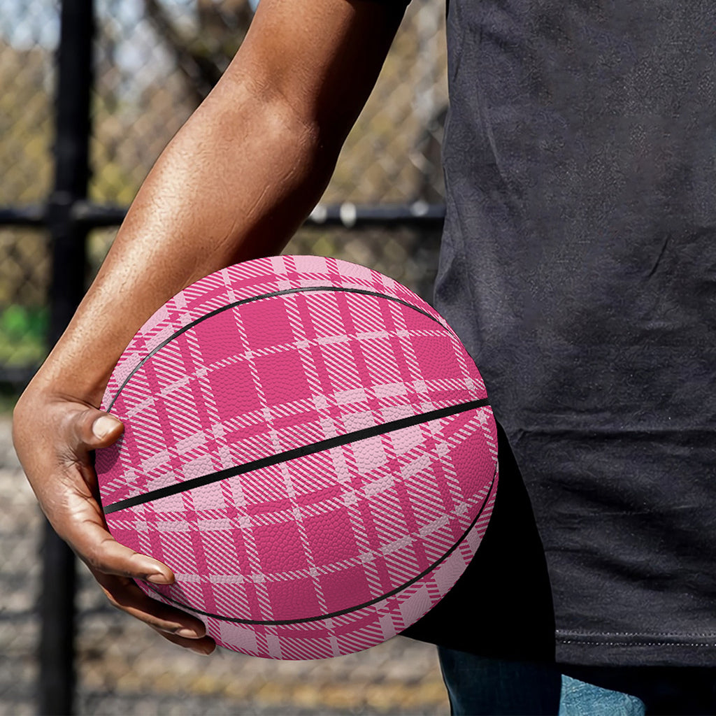 Pink Tartan Pattern Print Basketball