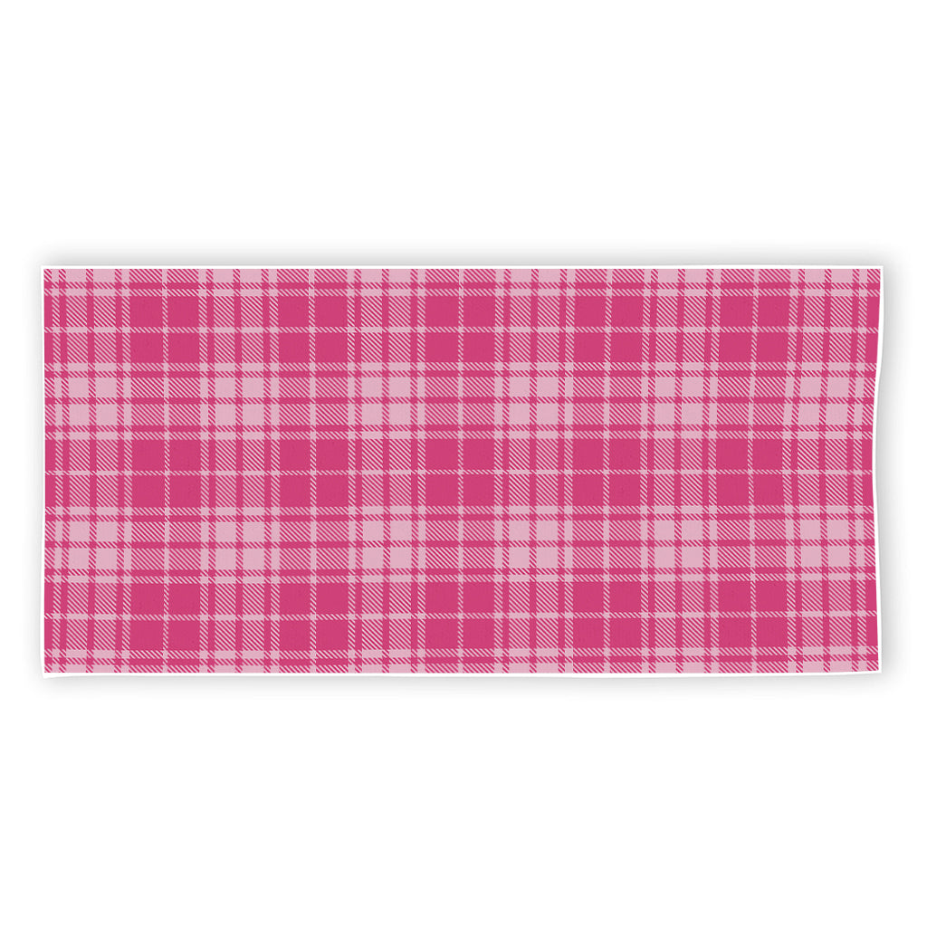 Pink Tartan Pattern Print Beach Towel