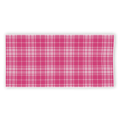 Pink Tartan Pattern Print Beach Towel