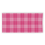 Pink Tartan Pattern Print Beach Towel
