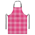 Pink Tartan Pattern Print Bib Apron With Pocket