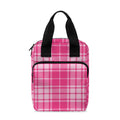 Pink Tartan Pattern Print Bible Tote Bag