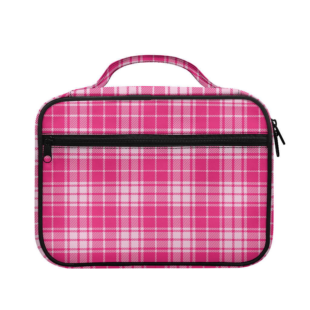 Pink Tartan Pattern Print Briefcase Bible Bag