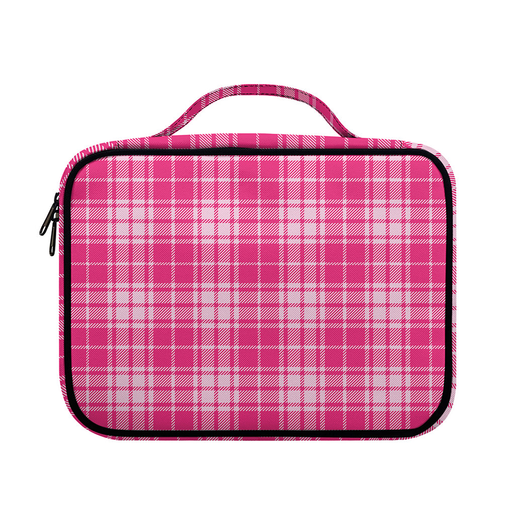 Pink Tartan Pattern Print Briefcase Bible Bag