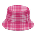 Pink Tartan Pattern Print Bucket Hat