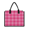 Pink Tartan Pattern Print Canvas Tote Bag