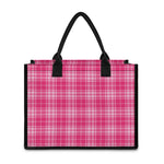 Pink Tartan Pattern Print Canvas Tote Bag
