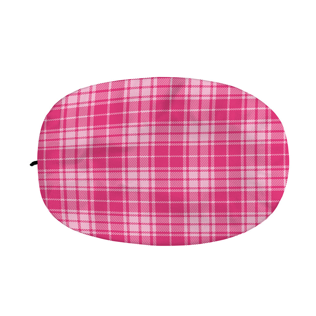 Pink Tartan Pattern Print Car Side Mirror Covers