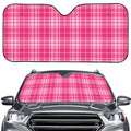 Pink Tartan Pattern Print Car Windshield Sun Shade