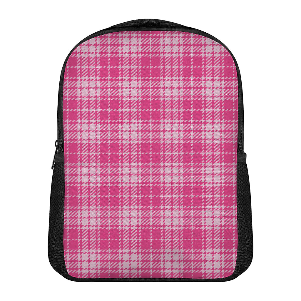 Pink Tartan Pattern Print Casual Backpack