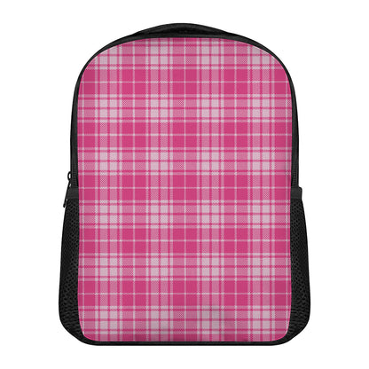 Pink Tartan Pattern Print Casual Backpack