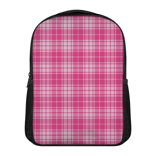Pink Tartan Pattern Print Casual Backpack