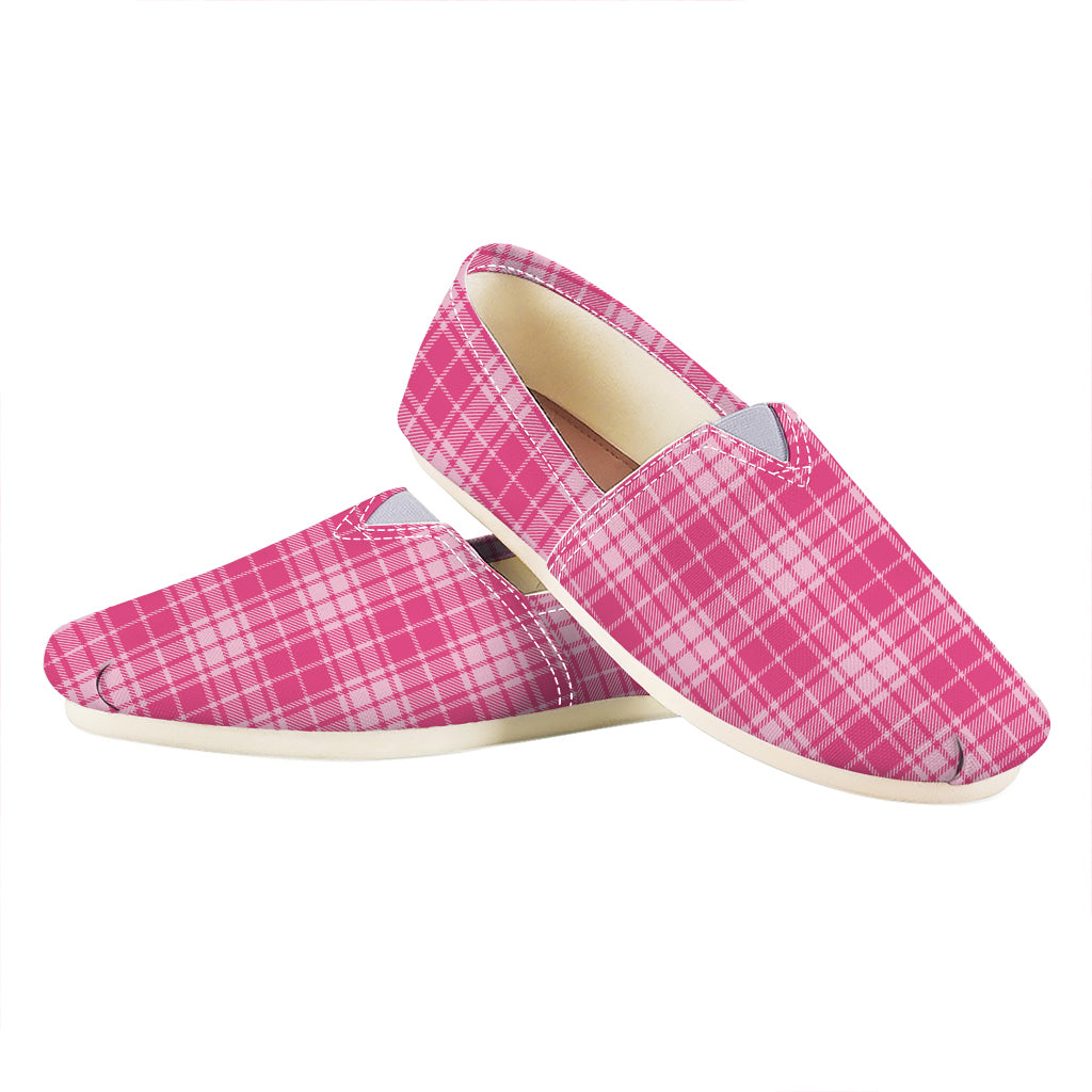 Pink Tartan Pattern Print Casual Shoes