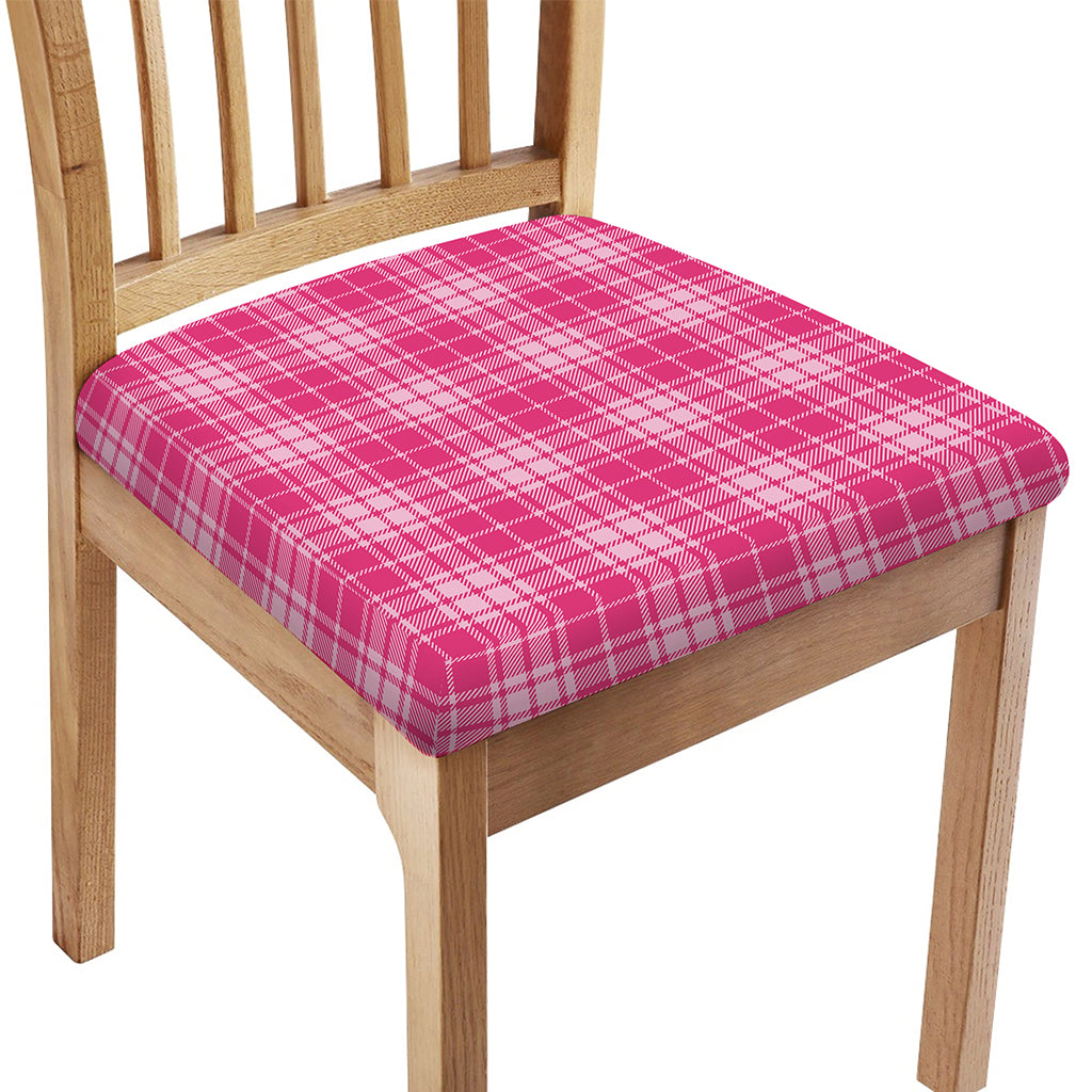 Pink Tartan Pattern Print Chair Cushion Cover