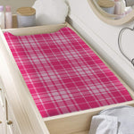 Pink Tartan Pattern Print Changing Pad Cover