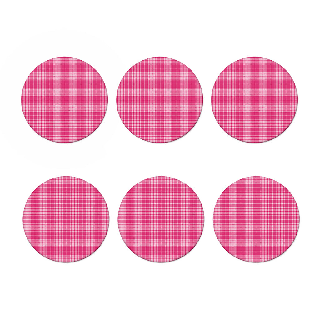 Pink Tartan Pattern Print Coaster Set
