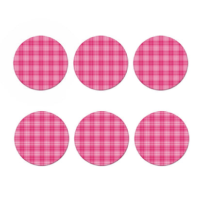Pink Tartan Pattern Print Coaster Set
