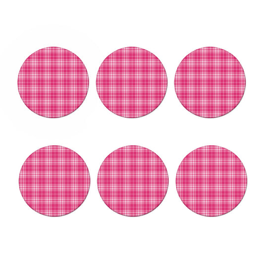 Pink Tartan Pattern Print Coaster Set