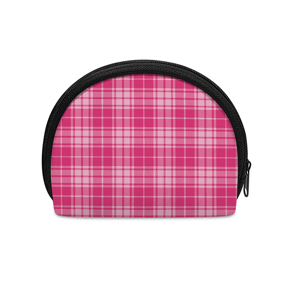 Pink Tartan Pattern Print Coin Purse