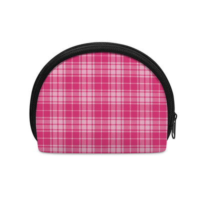 Pink Tartan Pattern Print Coin Purse