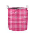 Pink Tartan Pattern Print Collapsible Laundry Basket