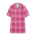 Pink Tartan Pattern Print Cotton Hawaiian Shirt