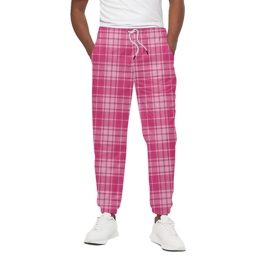 Pink Tartan Pattern Print Cotton Pants